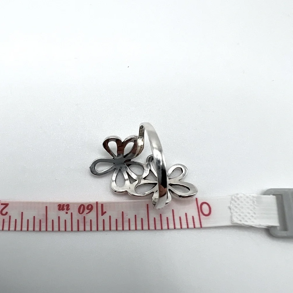 .925 Sterling Silver Double Flower Ring - Picture 10 of 17